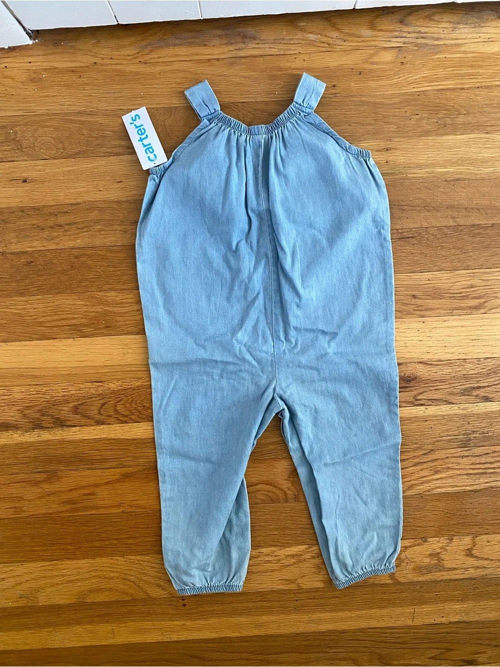 Carter’s Baby Girl Chambray Jumpsuit | Heart & Cherry Appliqué | NWT | 18M